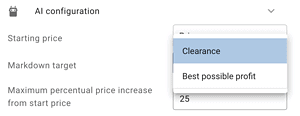 Setting the Markdown pricing target