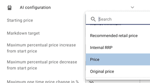 Starting price for the markdown pricing