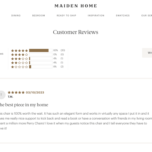 maiden home product page example